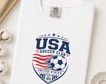 USA Soccer Shirt Comfort Colors 1717 | US Soccer Tee Football Fan Gift | World Cup Soccer Top | Trendy Retro Graphic Tee Men Women