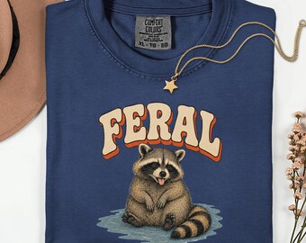 Raccoon Shirt, Feral Animal Tee, Funny Trash Panda Gift, Retro Wildlife Graphic, Cottagecore Unisex Top