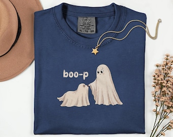 Ghost Dog Halloween Shirt, Cute Nose Boop Tee, Comfort Colors 1717, Spooky Graphic T-Shirt