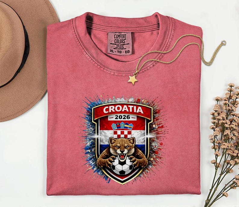 Comfort Colors® Croatia Mascot Soccer Shirt, World Tournament 2026 Gift Graphic Tee, Football Jersey Style Sports Fans Unisex T-Shirt afbeelding 8