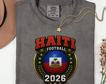 Maillot de football Haïti 2026, tee-shirt de football drapeau haïtien, cadeau pour fan de sport des Caraïbes, maillot unisexe teint en pièce
