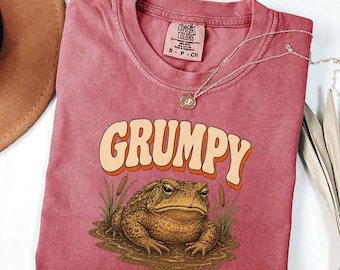 Grumpy Toad Shirt, Funny Frog Tee, Cottagecore Animal Top, Vintage Pond Graphic, Sarcastic Nature Gift, Unisex Garment Dyed
