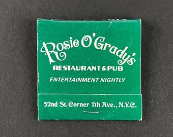 Rosie O'Grady's Restaurant and Pub, New York City, NY - Vintage Matchbook