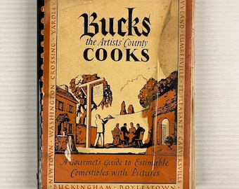 Bucks the Artists' County Cooks (Vintage Paperback Spiral-Bound Book) – Fourth Printing – 1952 – Macrae Smith Company