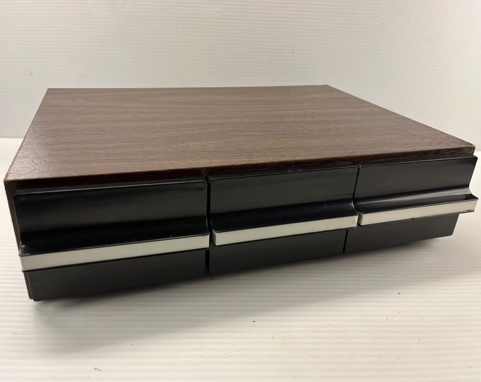 Vintage Wood Cassette Storage Drawers Case Great Shape Holds 36