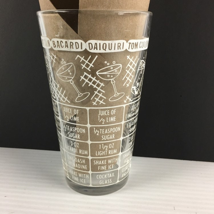 Vintage Cocktail Mixing Glass with Recipes Etsy