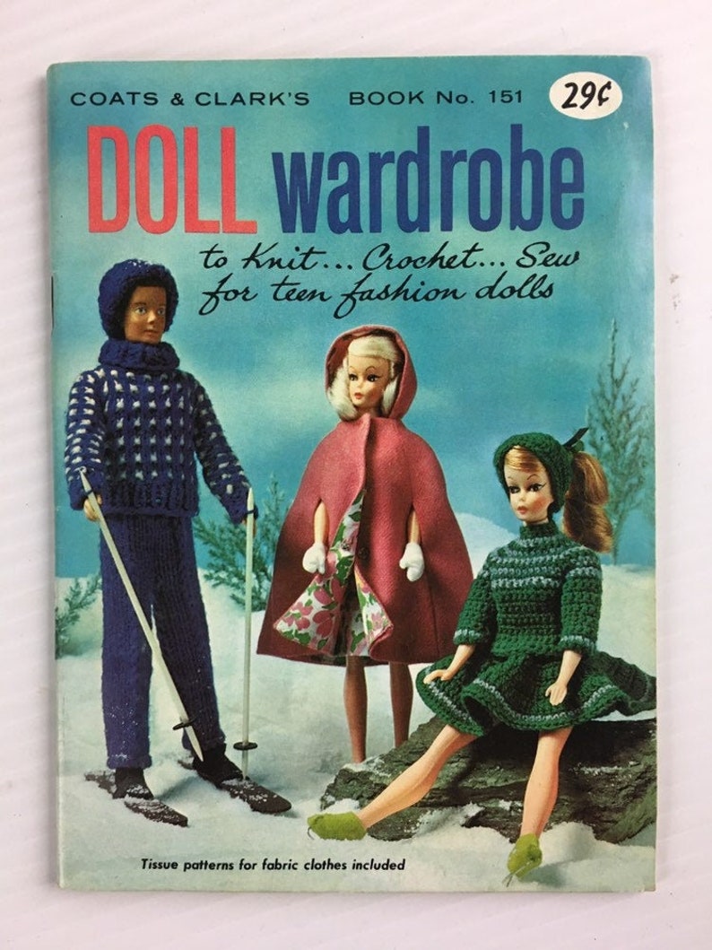 Doll Wardrobe Vintage Paperback Book 1964 Coats & Clark Inc. image 1