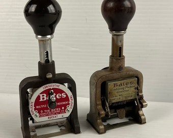 Pair of Vintage Bates Multiple Movement Numbering Machine Stamp – The Bates Manufacturing Co., N.J.