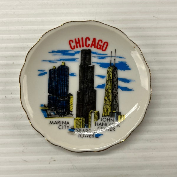 Chicago Miniature Plate (Vintage) 3.25" – Sears Tower, Marina City, John Hancock Center