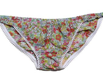 Ladies Liberty print cotton KNICKERS with pretty elastic trim Australian size 10