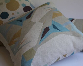 square CUSHION COVER with eco friendly abstract original print on Belgian linen cotton