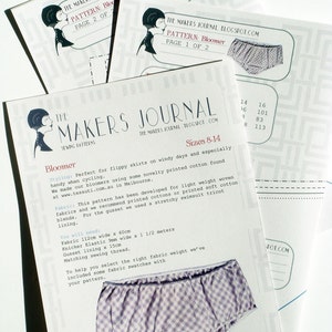 Ladies woven bloomer SEWING PATTERN in sizes 8-14, perfect for flippy skirts on windy days. image 4