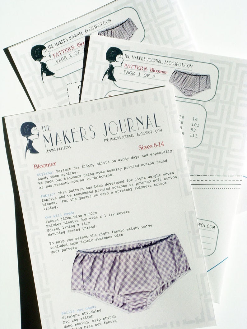 Ladies woven bloomer SEWING PATTERN in sizes 8-14, perfect for flippy skirts on windy days. image 4