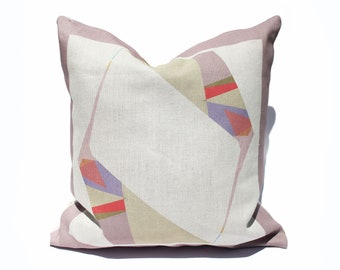 square CUSHION COVER with abstract print, contrast print back and side zip opening for easy cleaning