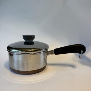 Revere Ware 1 Qt Saucepan Copper Clad Bottom Stainless Steel Pot with Lid USA