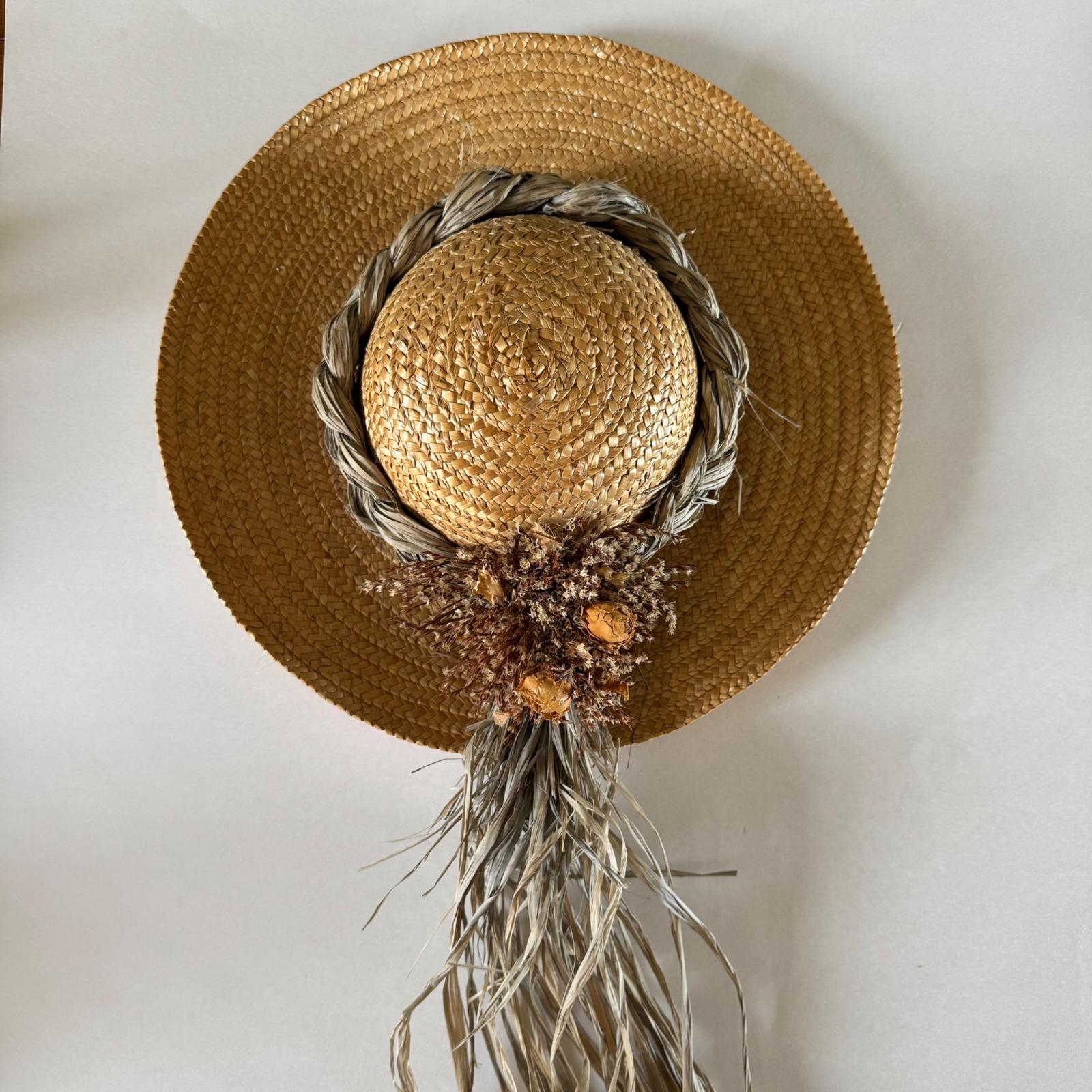 Stephen Anne Custom Black Velvet Straw Hat Wide Brim Gold Tassel Trim Black on black Cavalry style hat! This hat looks killer with  main image 2