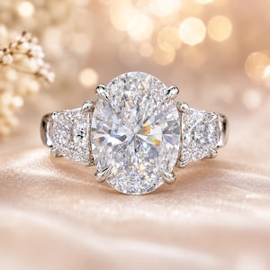 Anillo solitario con diamante cultivado en laboratorio de 6,00 quilates / Oro blanco de 14 quilates (certificado por IGL)