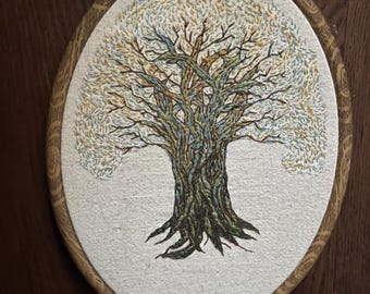 Árbol multicolor - Bordado original en bastidor