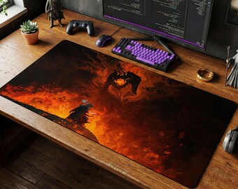 Gandalf vs Balrog Mauspad | Herr der Ringe Moria Schreibtischunterlage, Herr der Ringe Fan Art Dunkle Ästhetik