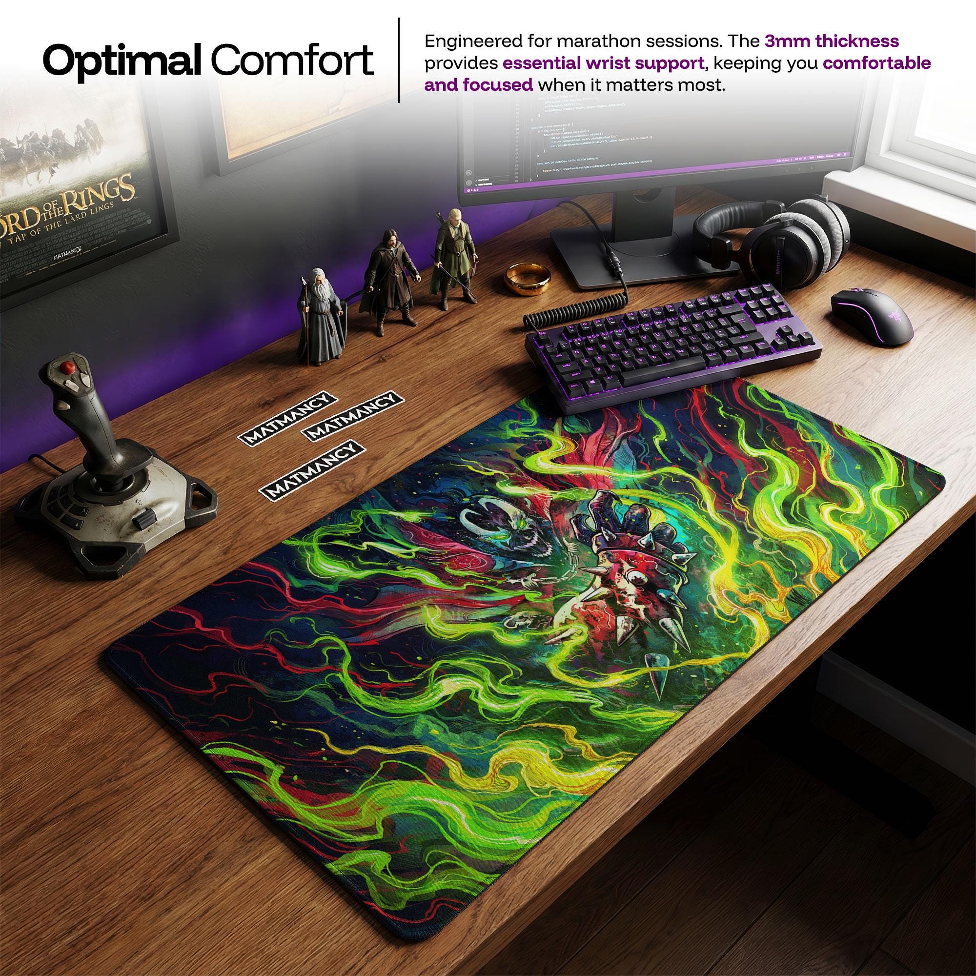 Spawn Neon Flames Desk Mat, Dark Comic Gaming Mouse Pad, Anti-hero PC ...