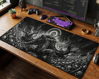 Guts Berserk Desk Mat, Dark Manga Art Mouse Pad, Black Swordsman Gaming Setup