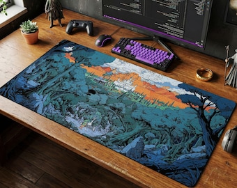 Legend of Zelda Retro Forest Desk Mat, Hyrule Castle Gaming Mouse Pad