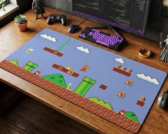 Retro Mario Pixel Art Desk Mat, 8-Bit Gaming Mousepad, Nostalgic Decor