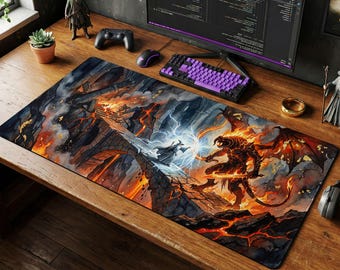 Gandalf vs Balrog Desk Mat, Lord of the Rings Fantasy Mouse Pad, Gaming Setup Decor