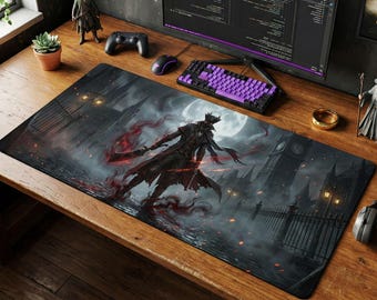 Hunter Moonlit City Mouse Pad | Gothic Victorian Horror Desk Mat