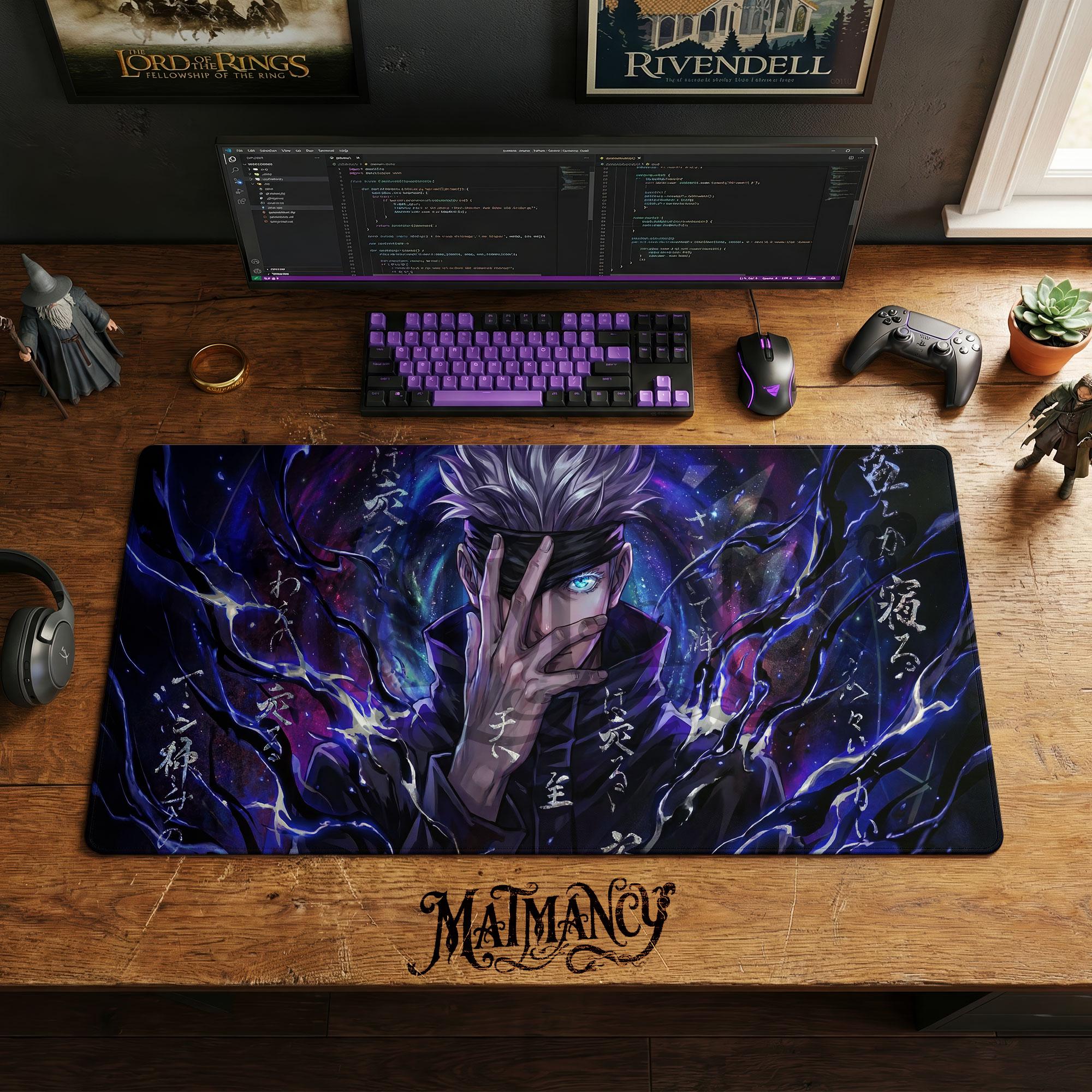 Gojo Mouse Computer Thing Satoru Gojo Desk Mat, Dark Anime Mouse Pad, Cursed Energy Gaming ...