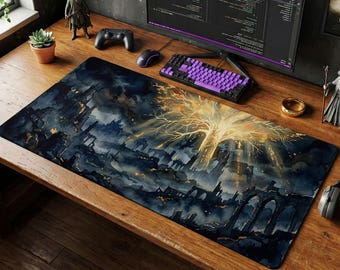 Erdtree Elden Ring Desk Mat, Dark Fantasy Mouse Pad, Soulsborne Gaming Setup Decor