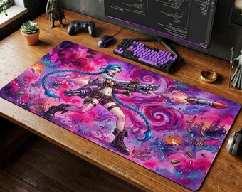 Jinx Mouse Pad | LoL Desk Mat, League of Legends ADC Gift
