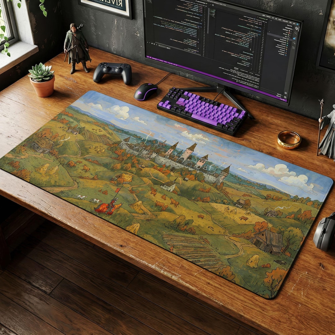 Medieval Castle Mouse Pad | Countryside Knight Desk Mat, Fantasy ...