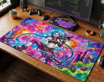 Graffiti Jinx Mouse Pad | LoL Desk Mat, League of Legends ADC Gift