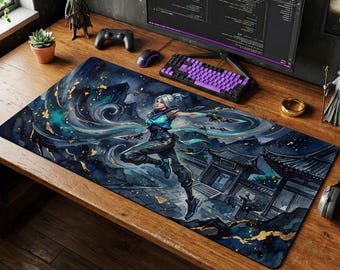 Jett Valorant Watercolor Desk Mat, FPS Gaming Mouse Pad, Large Keyboard Mat