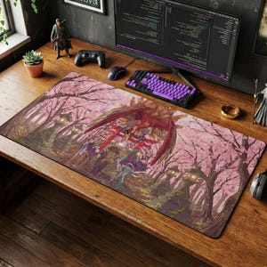 ポケモン ホウオウ 桜柄デスクマット 日本の神社 マウスパッド 伝説の獣 アニメ ゲームセットアップ 大型キーボードパッド