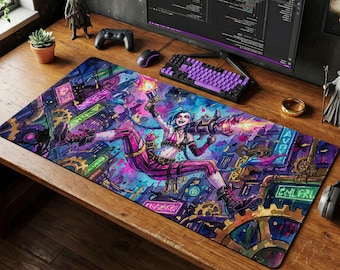 Jinx Mauspad League of Legends Arcane Gaming Mousepad XL Zaun Neon Art Stuhlmatte Chaos Gamer Geschenk LoL Esport Decor