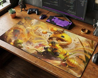 Beemo Teemo Mouse Pad | League of Legends Watercolor Desk Mat