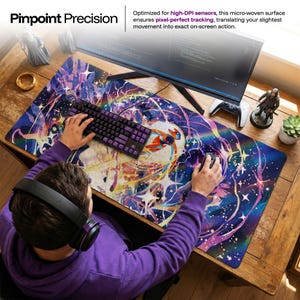 Deoxys Pokemon Cosmic Large Desk Mat, Vibrant Space Gaming Mouse Pad, Retro Starry Playmat, Chair Mat for Anime Desk Setup