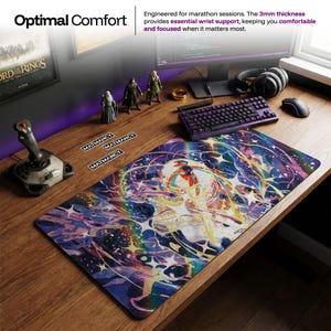 Deoxys Pokemon Cosmic Large Desk Mat, Vibrant Space Gaming Mouse Pad, Retro Starry Playmat, Chair Mat for Anime Desk Setup