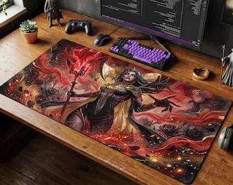LeBlanc Crimson Mouse Pad | LoL Desk Mat, League of Legends Gaming Gift