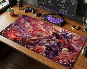 Jhin Crimson Mouse Pad | LoL Desk Mat, League of Legends Gaming Gift