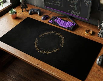 One Ring Mouse Pad | Lord of the Rings Desk Mat, Elvish Script Fan Art Decor