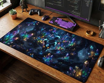 Alfombrilla de escritorio Cueva de Cristal Umbreon Brillante: Alfombrilla de juego Galaxia Neón