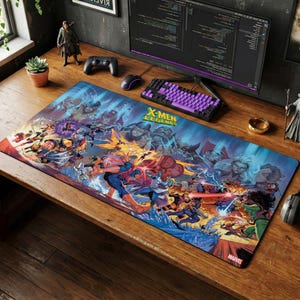 X-Men Legends Mouse Pad | Marvel Team Battle Desk Mat, Wolverine Storm Fan Art Decor