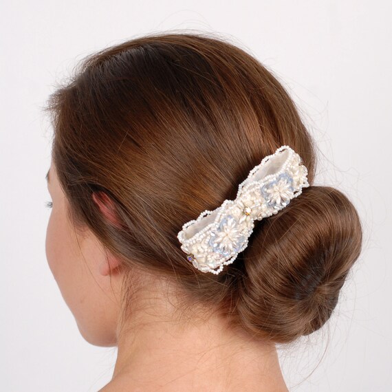 Cute 60 S Bow Headpiece With Vintage Beading Sweet 16 Etsy