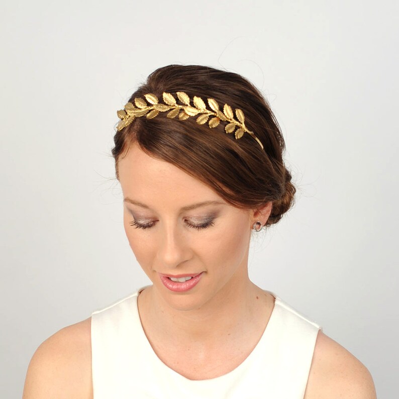 Gold Goddess Crown Metallic Gold Headband Gold Leaf Etsy UK
