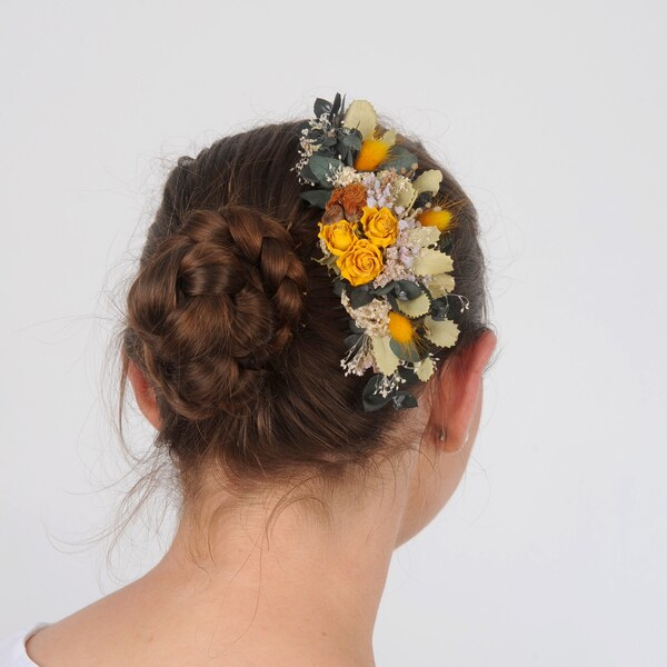 Dried flower hair comb, Rustic flower headpiece, Wildflower wedding hair piece, Floral bridal haircomb, Native flowers hairpiece, Head piece