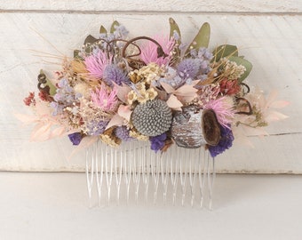 Hair comb, Dried & preserved flower headpiece, Wedding floral hair comb, Bridal mother hair piece, Woodland wildflower haircomb, Australia