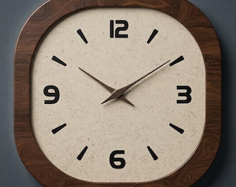 Quadratische hölzerne Wanduhr, stilles Japandi-Bambusdekor, minimalistische runde Eck-Hängeuhr